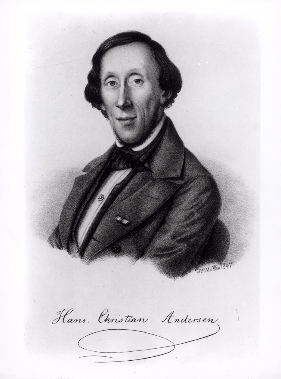 Porträtt av Hans Christian Andersen (1805-1875) av Johan Frederick Moller