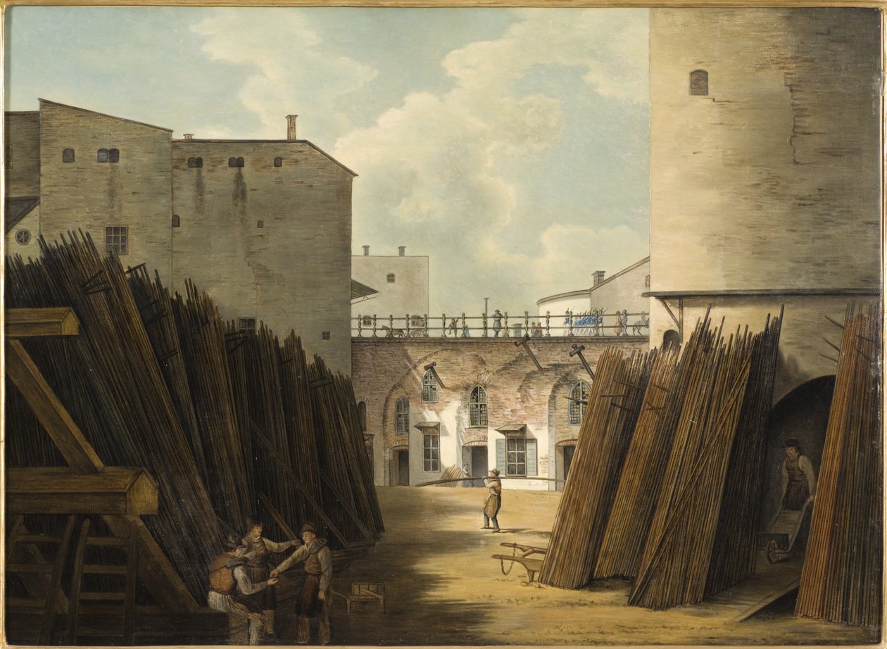 Den gamla järnvågen vid Slussen, Stockholm, ca 1820-30 av Johan Fredrik Julin