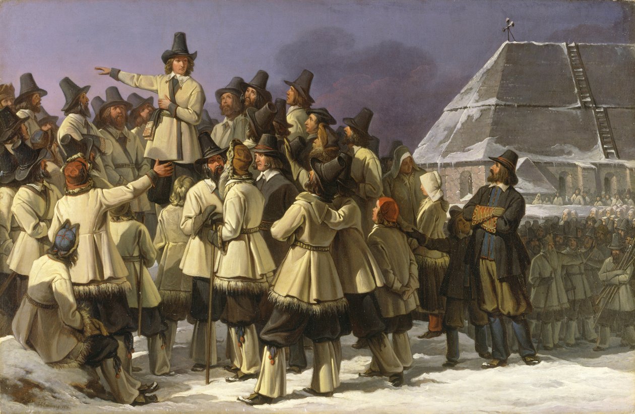King Gustav Vasa of Sweden Addressing Men from Dalarna in Mora, 1836 av Johan Gustaf Sandberg