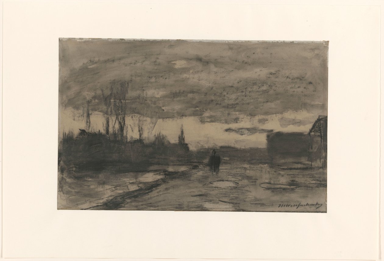 Utsikt över en kaj av Johan Hendrik Weissenbruch (signed by artist)