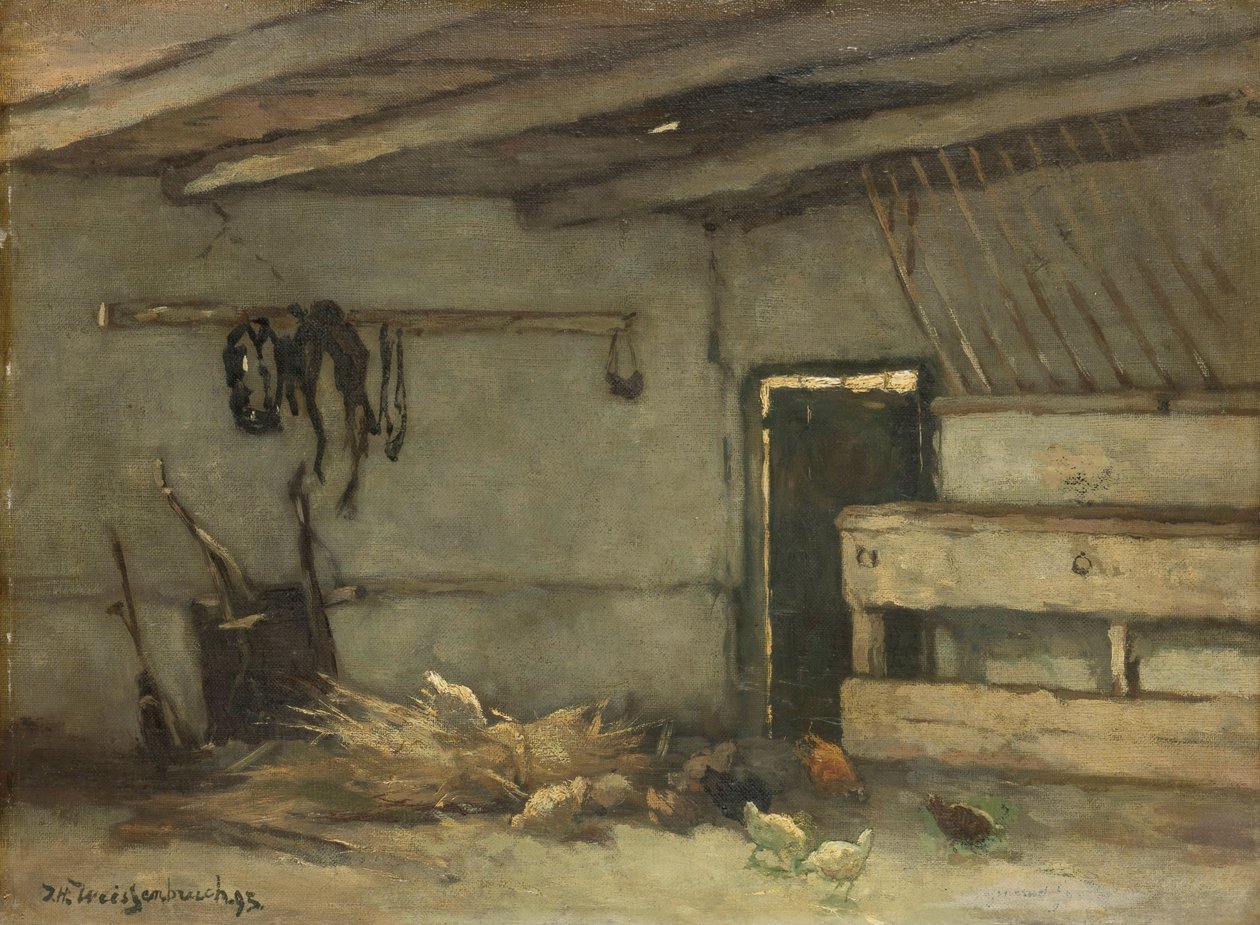 Interiör i ett stall av Johan Hendrik Weissenbruch