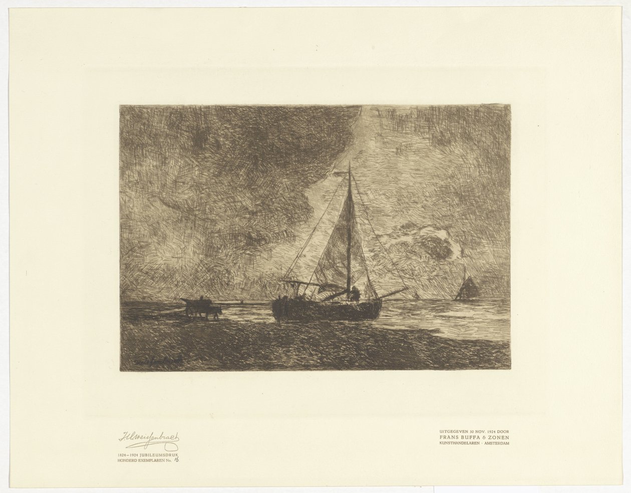 Strandscen med segelfartyg av Johan Hendrik Weissenbruch