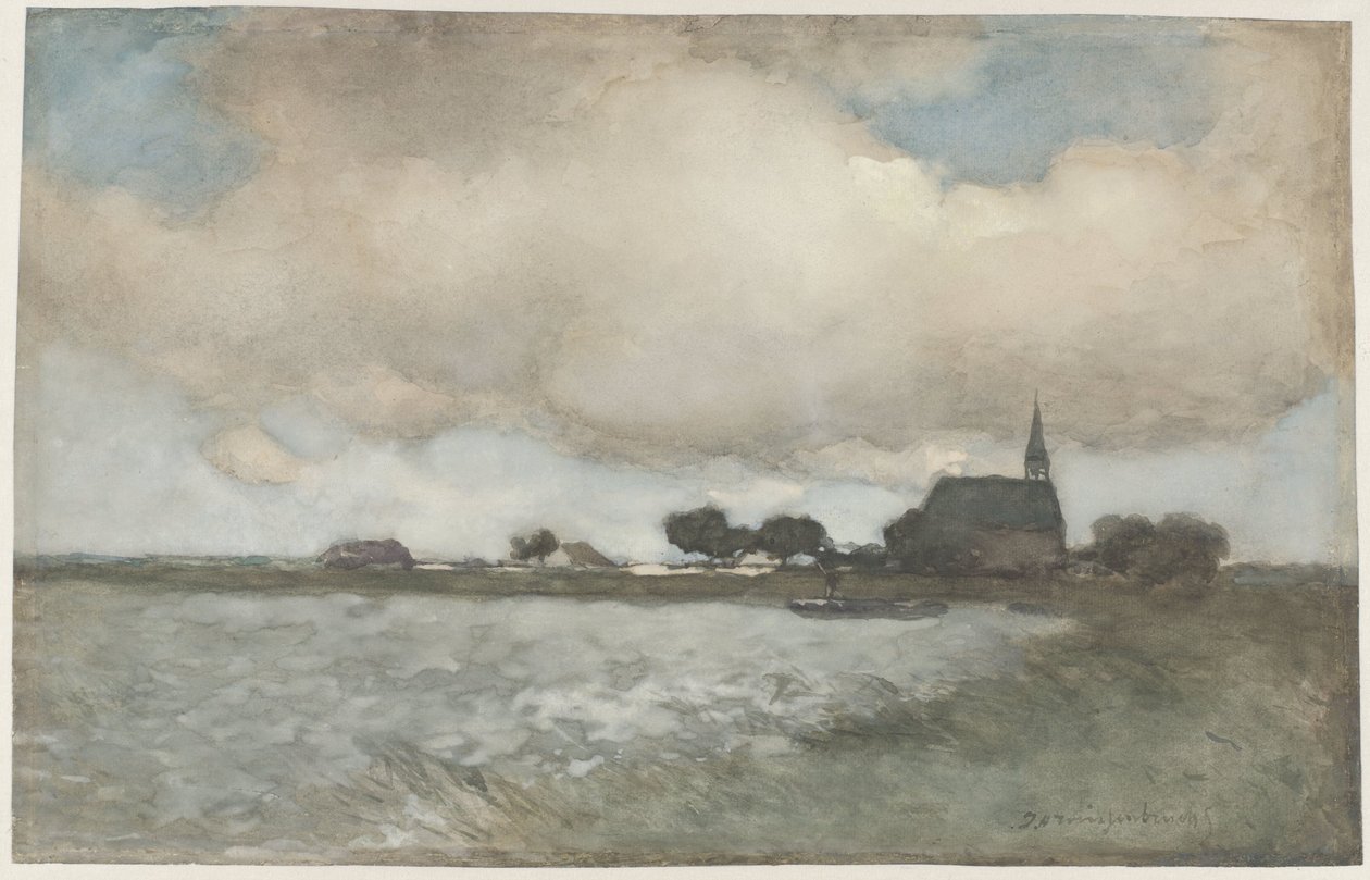 Utsikt över kyrkan i Noordse Dorp nära Noorden Utsikt över kyrkan Noordse Dorp nära Noorden av Johan Hendrik Weissenbruch