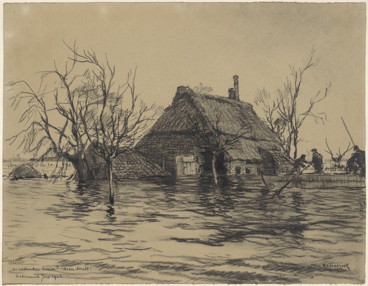 Översvämmad gård i Neder-Asselt (Land van Maas en Waal) av Johan Hendrik van Mastenbroek