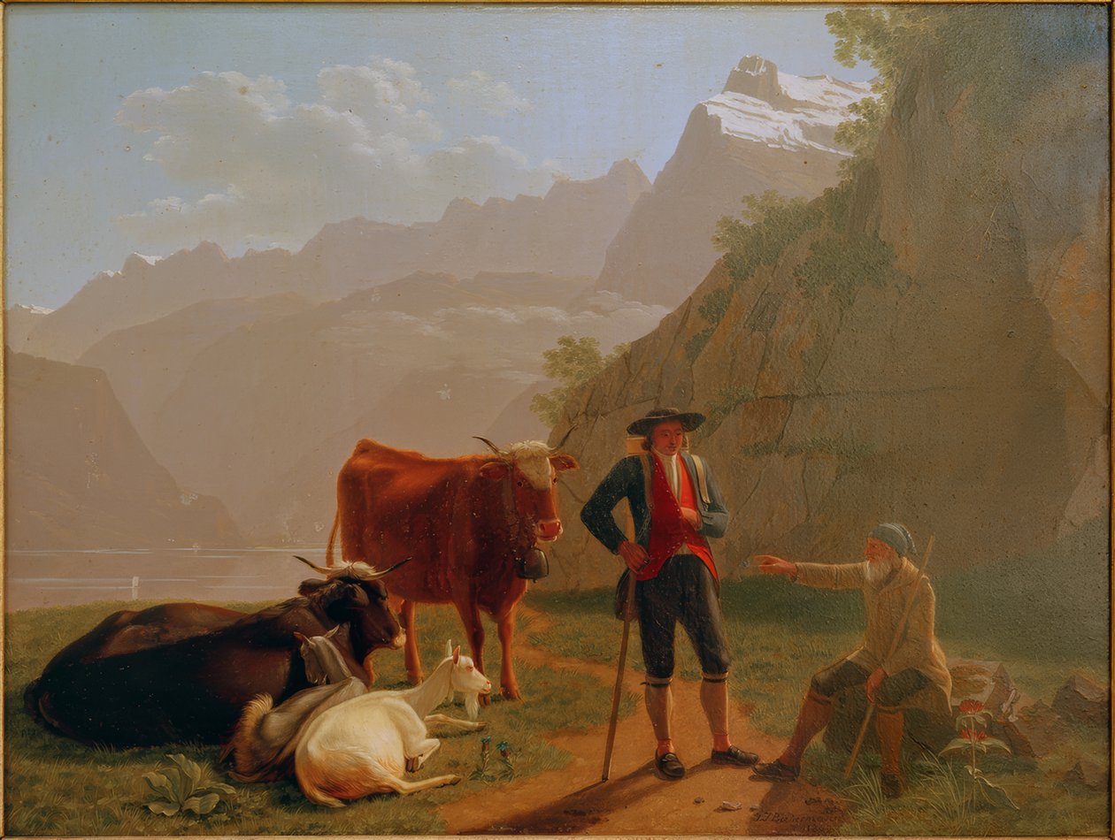 LUCERNE-sjön med herdar av Johan Jakob Biedermann