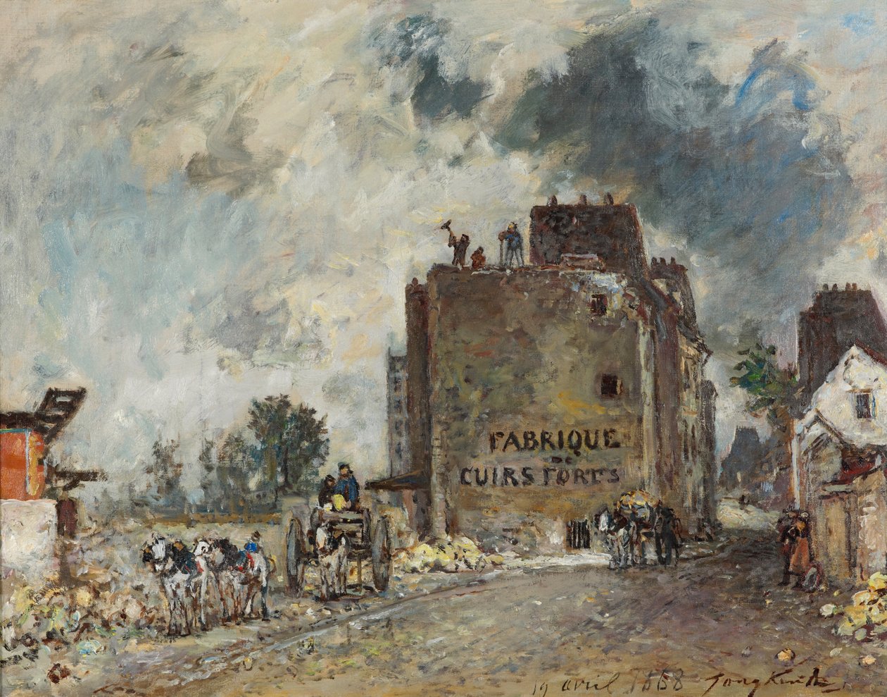 Rivningsarbete på Rue des Franc-Bourgeois St. Marcel av Johan Jongkind
