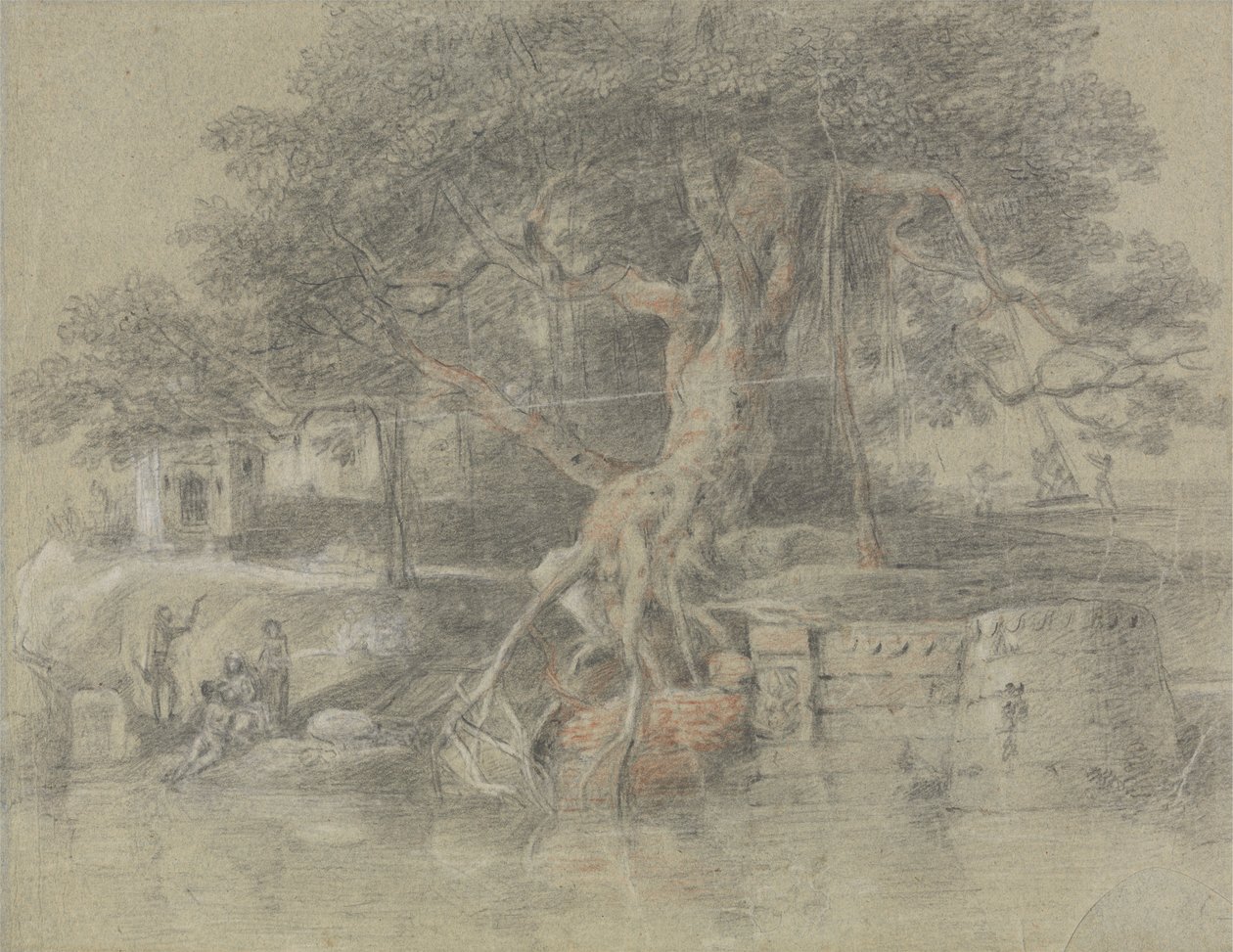 En döende hindu förs till floden Ganges av Johan Joseph Zoffany