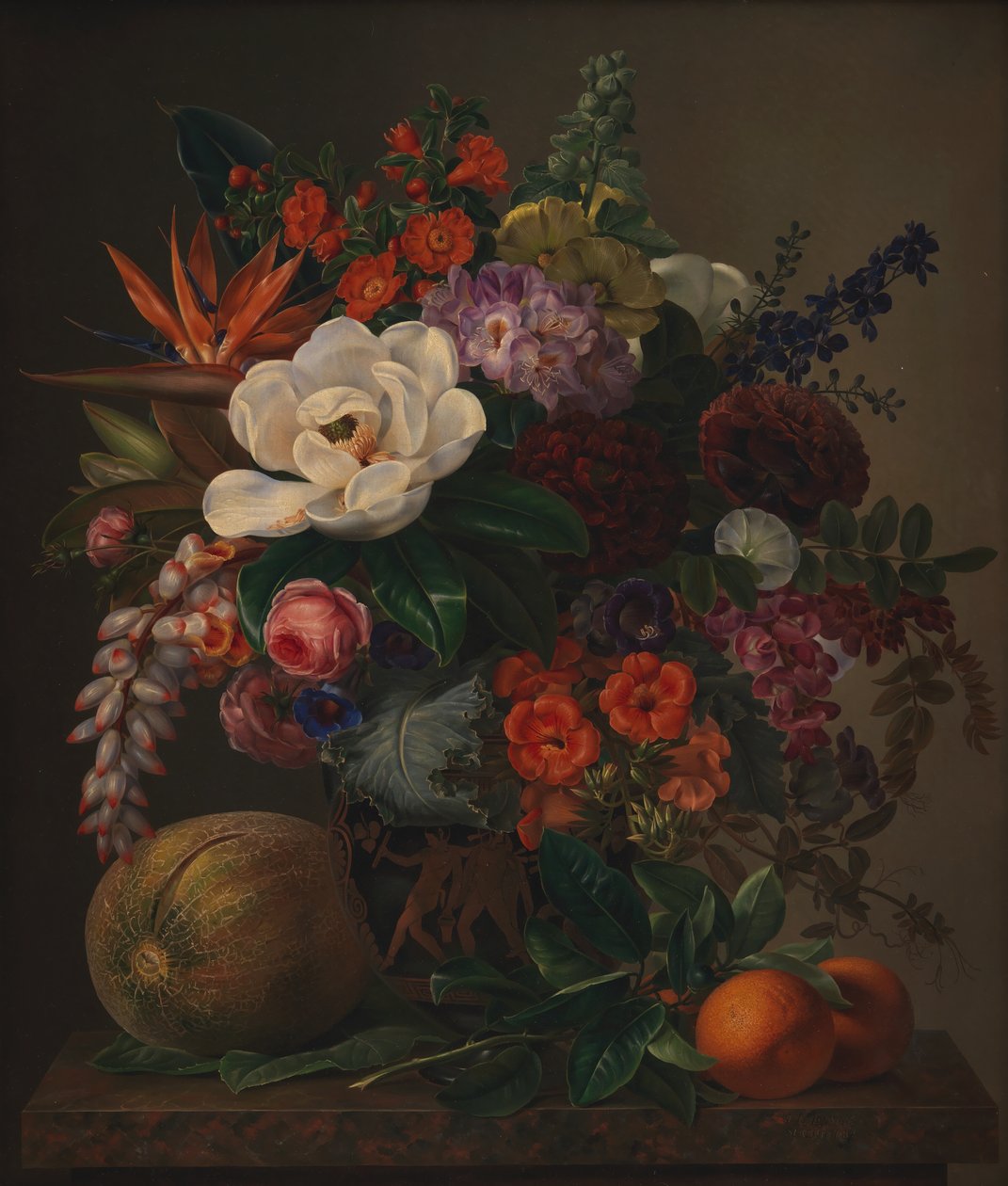 Blommor i en vas, Sorrente 1834 (olja på duk) av Johan Laurents Jensen