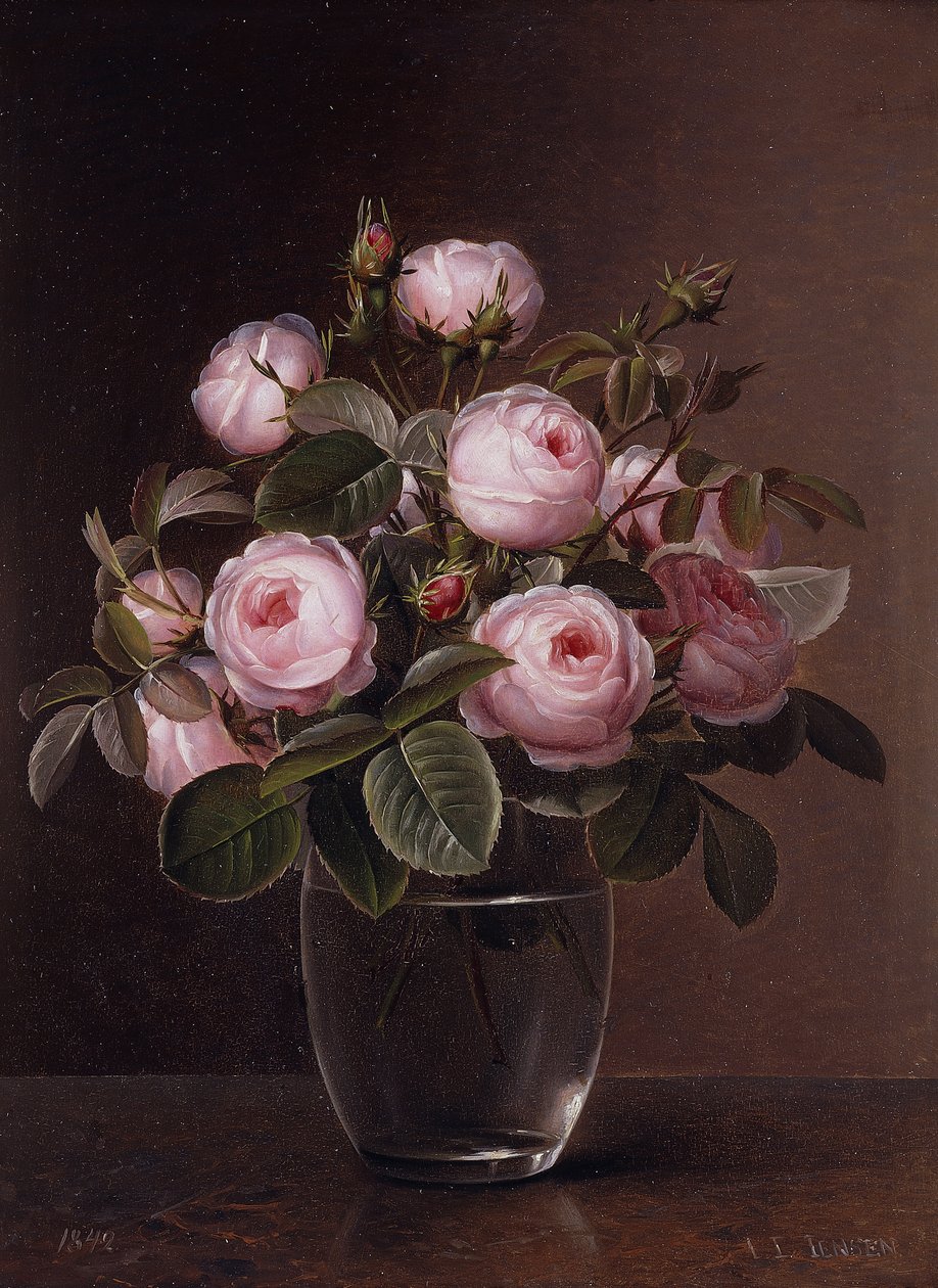 Rosor i en glasvas, 1842 av Johan Laurents Jensen