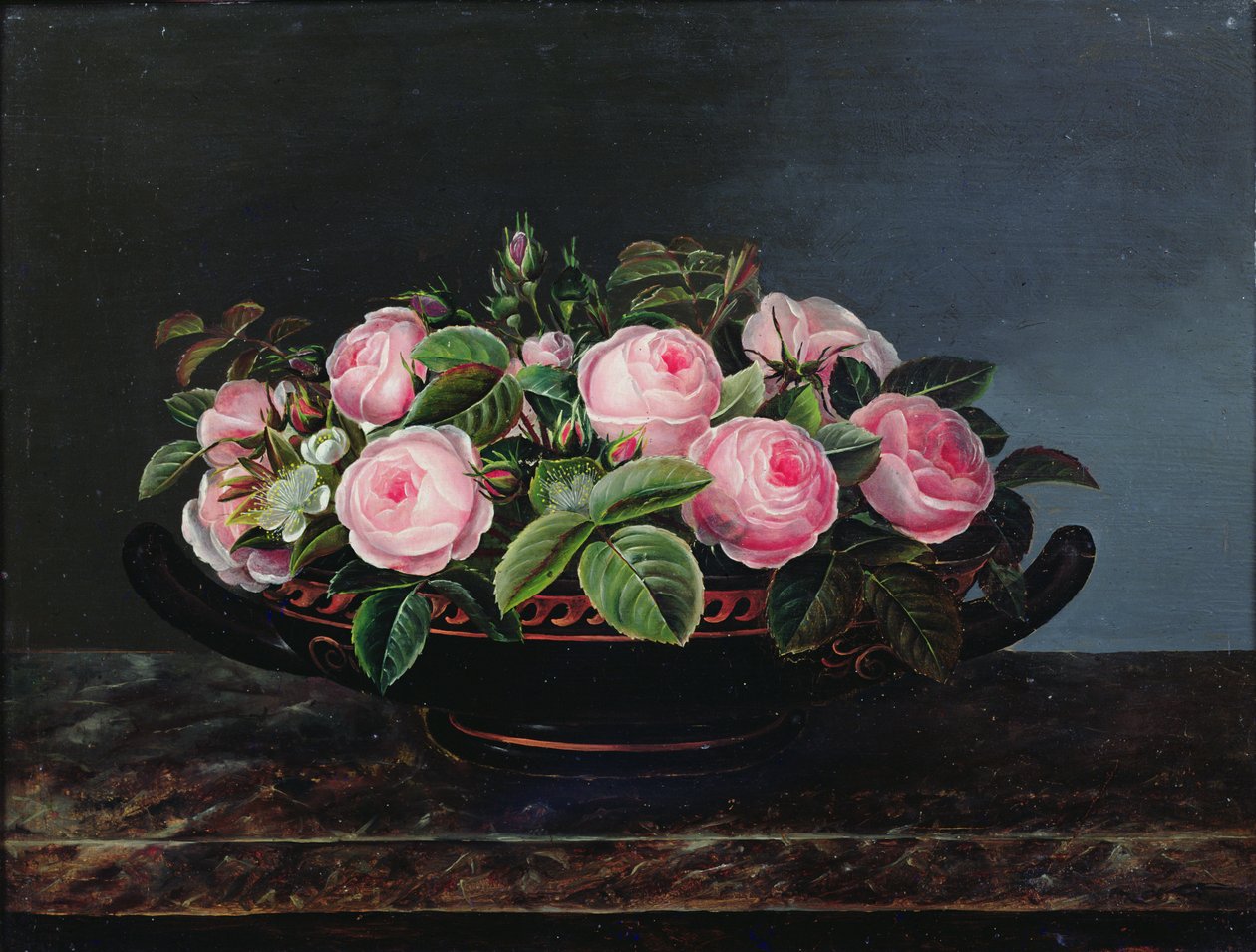 Stilleben av rosa rosor av Johan Laurents Jensen