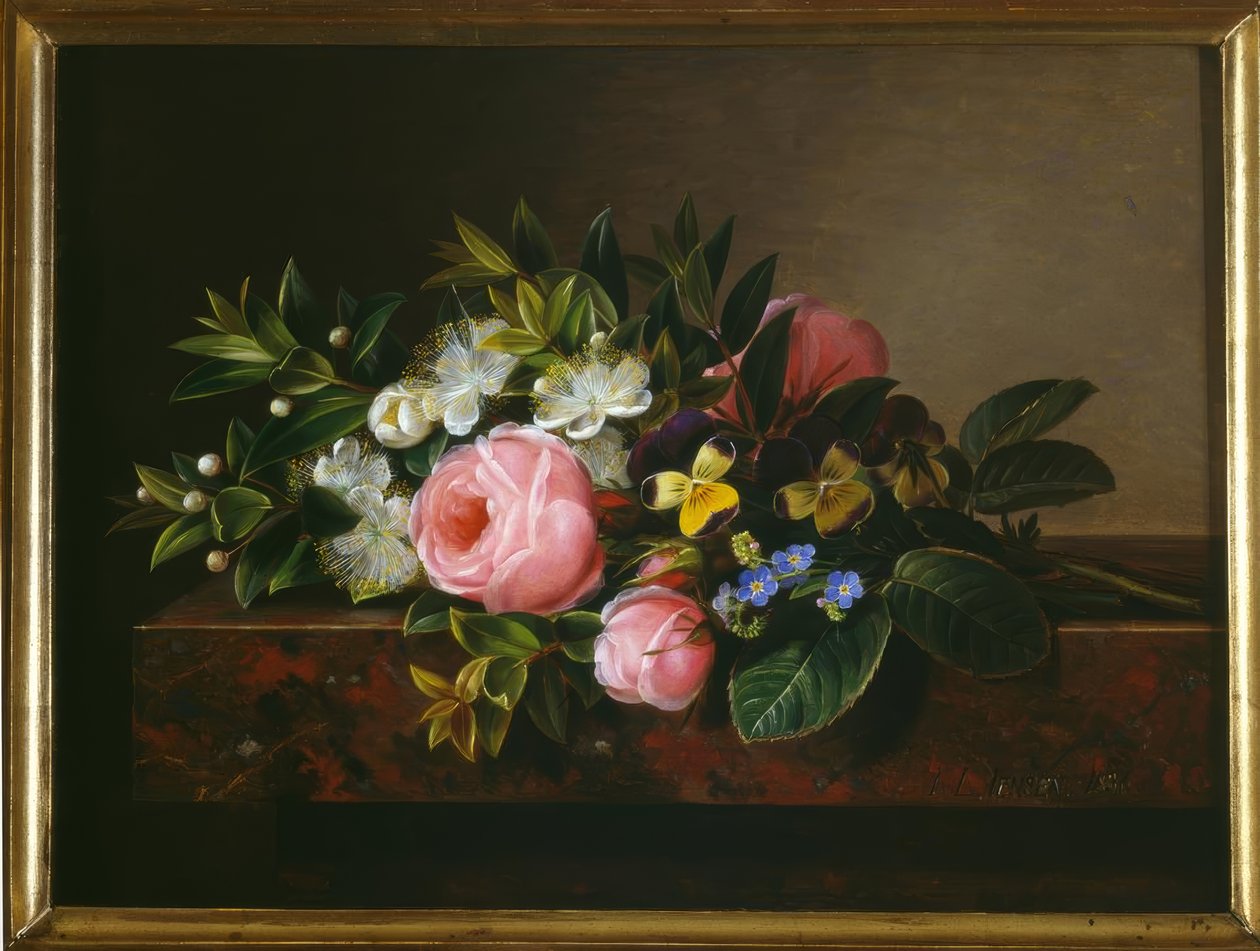 J.L.Jensen, stilleben med rosor av Johan Laurentz Jensen