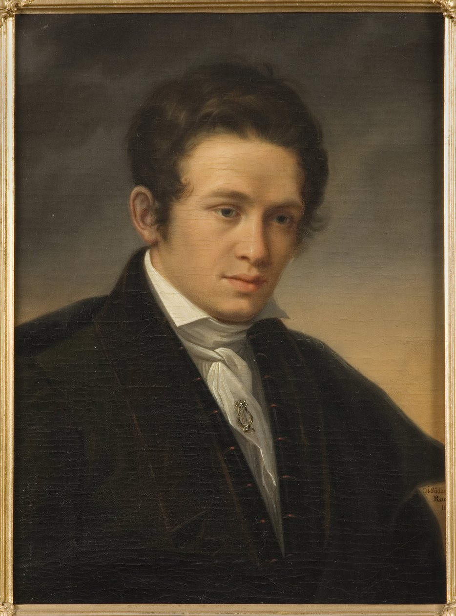Porträtt av poeten Karl August Nicander (1799-1839), av Sodermark, Olof Johan (1790-1848). Olja på duk av Johan Olaf Sodermark
