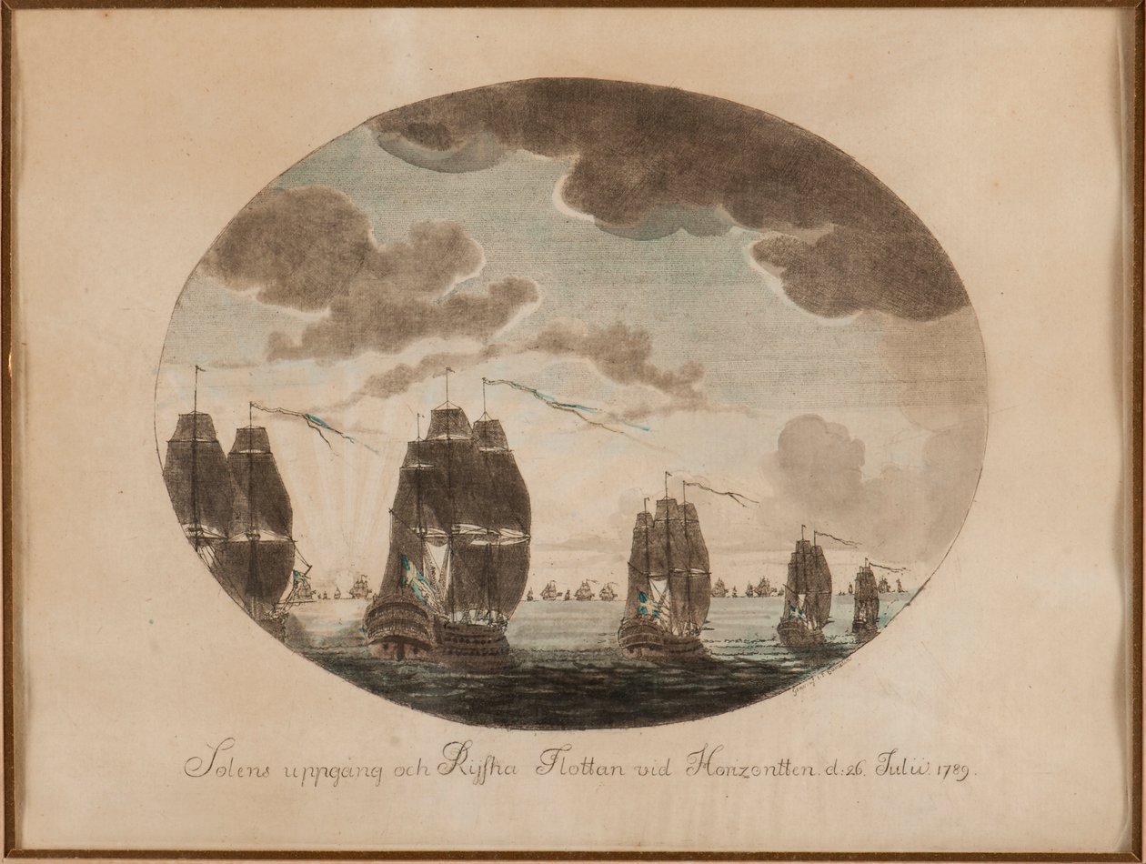 Sjöslaget vid Öland den 26 juli 1789, ca. 1790. av Johan Petter Cumelin