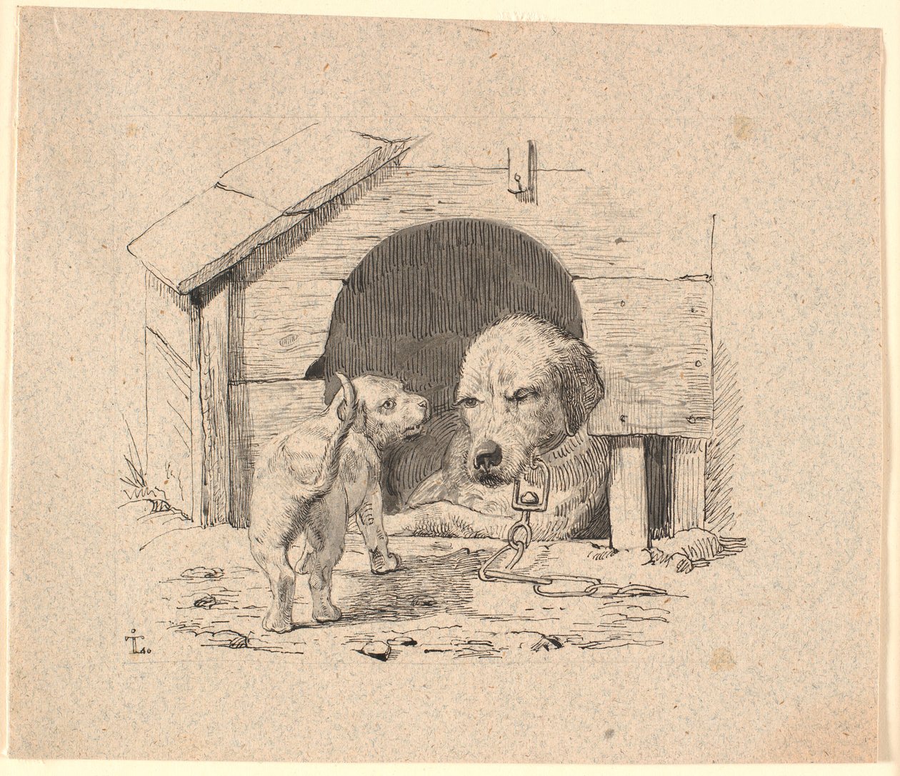 Valpen. Illustration till Kaalunds "Fabler för barn". Se kommentar från arkkatalog. av Johan Thomas Lundbye