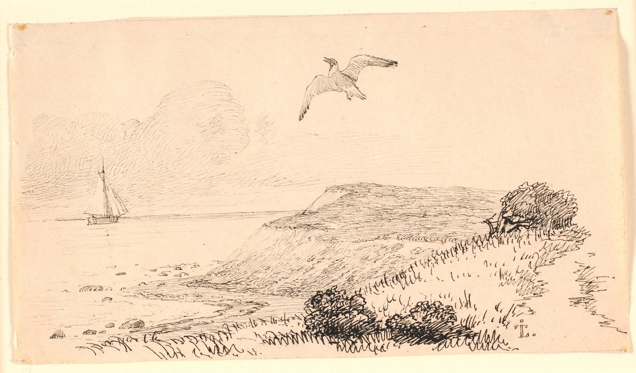 Måsen. Illustration till Kaalunds "Fabler för barn". Se kommentar från arkkatalog. av Johan Thomas Lundbye