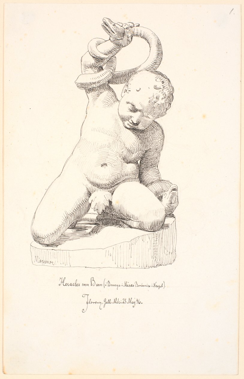 Studier för en figur av en pojke med en orm av Johan Thomas Lundbye