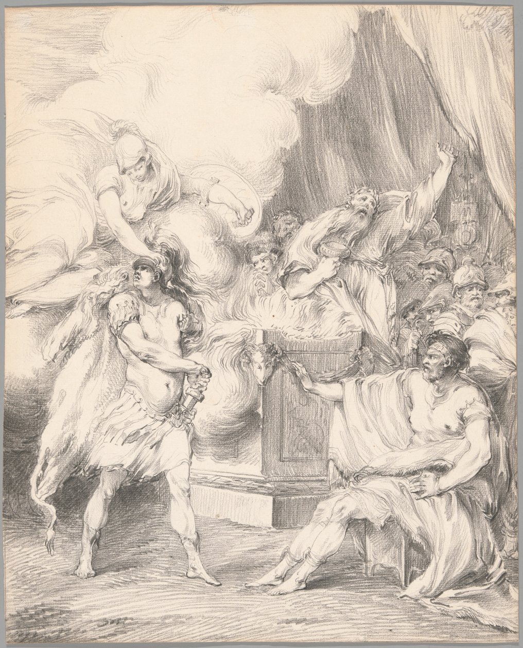 Akilles hålls tillbaka av Athena i Agamemnons tält, från Iliaden, bok I av Johan Tobias Sergel
