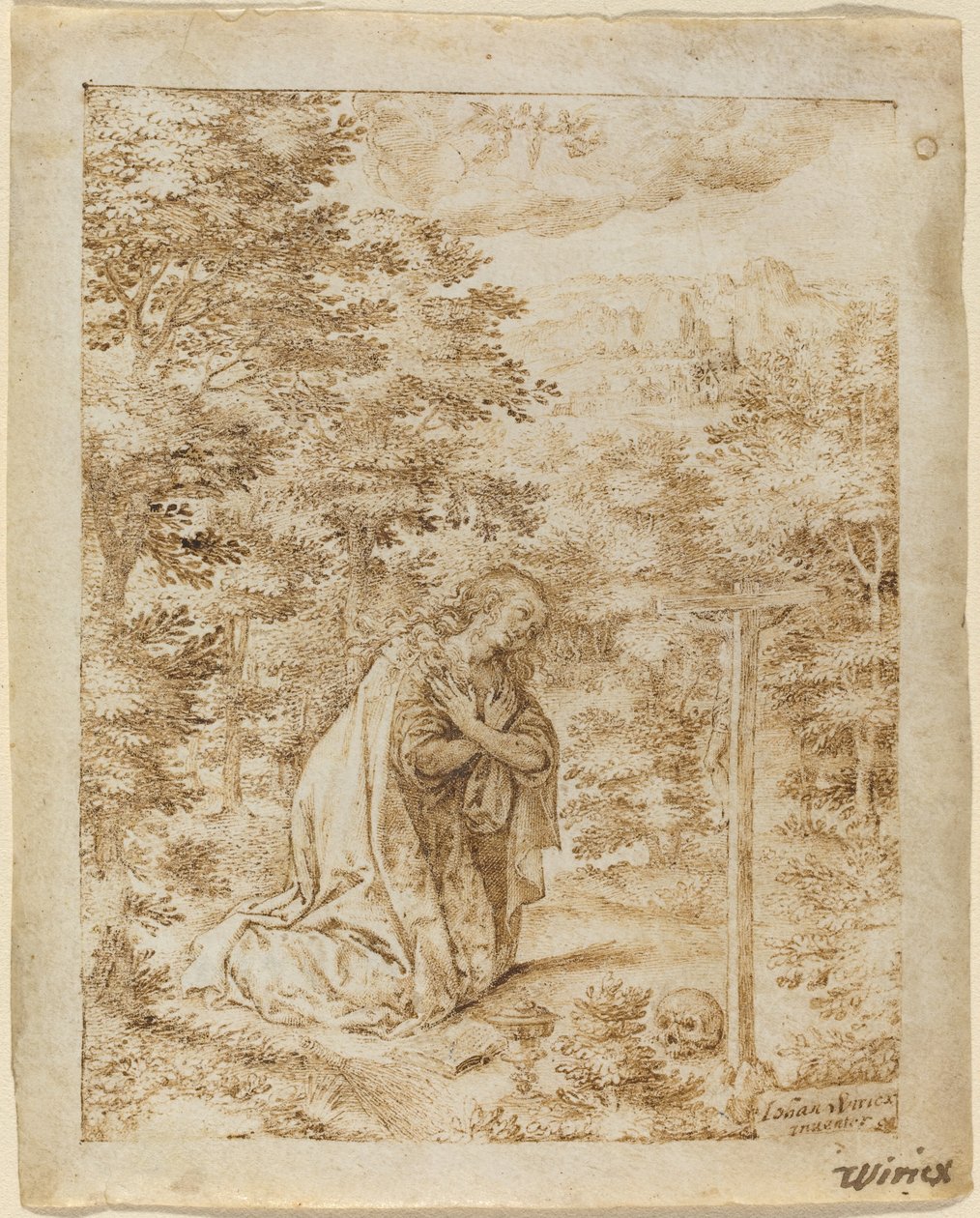 Maria Magdalena ber i vildmarken av Johan Wierix