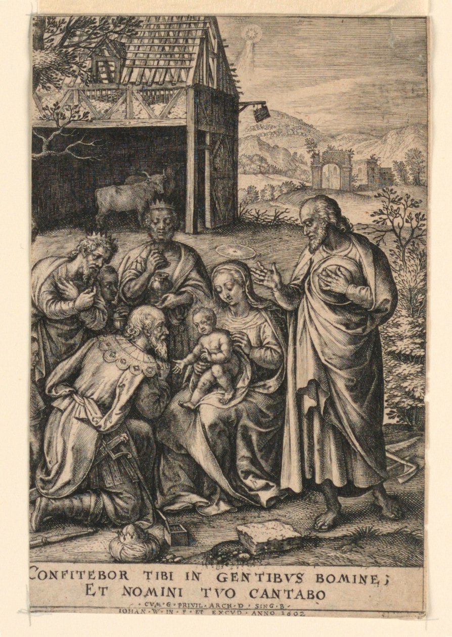 Tillbedjan av Magi av Johan Wierix