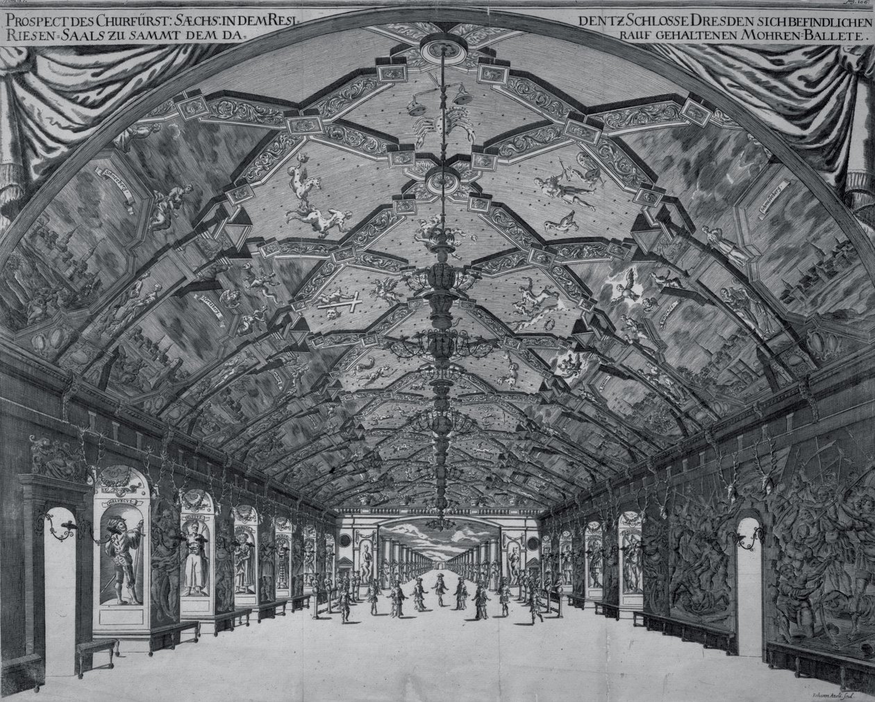 Giants Hall med den moriska baletten i Dresden 1678 av Johann Atzelt