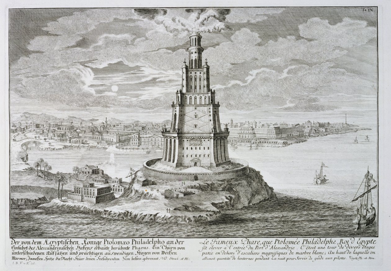 Fyren i Alexandria, byggd av Ptolemaios den store (36-efter 30 f.Kr.), Egypten, från 