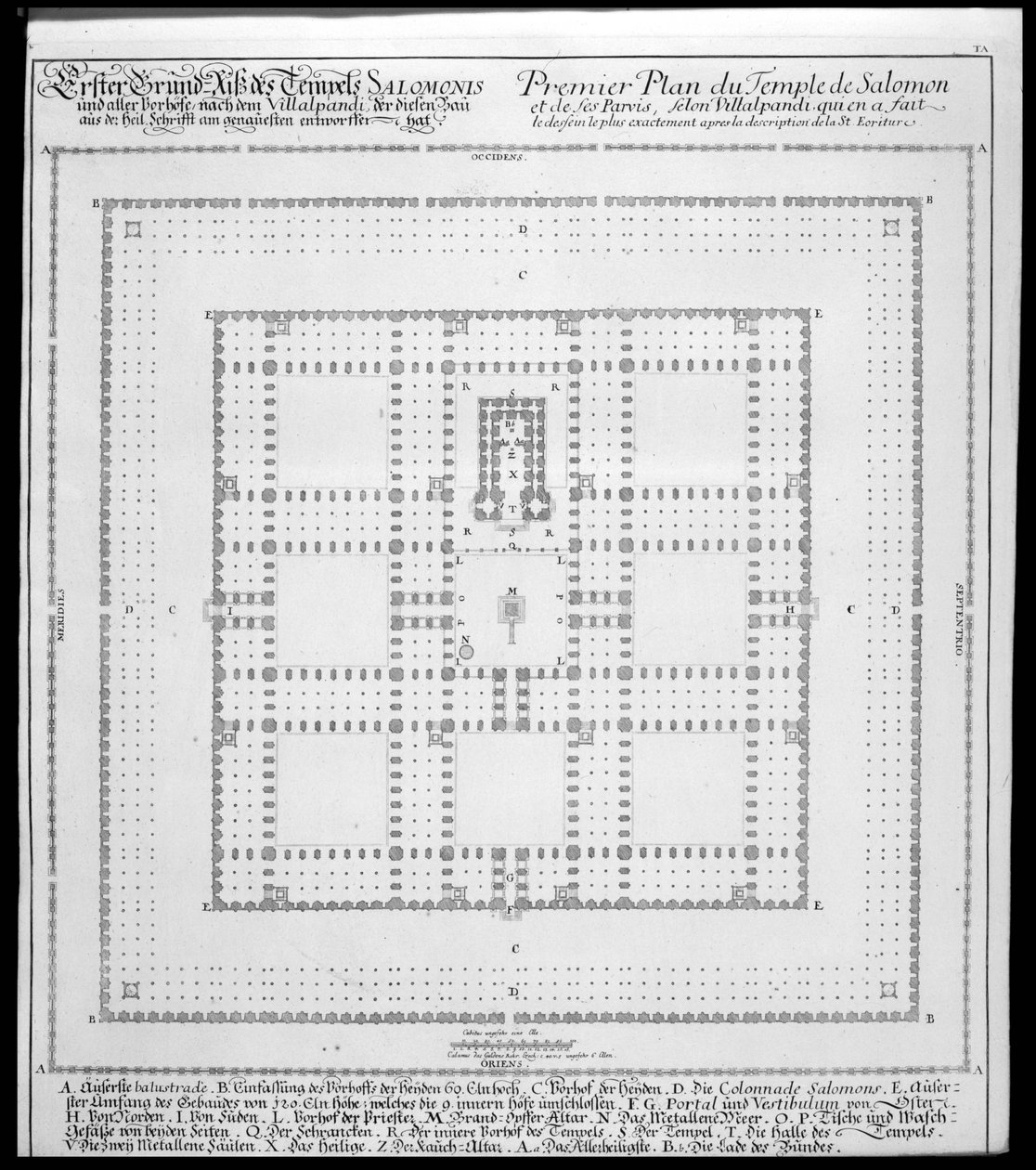 Plan över Salomos tempel, Jerusalem, från "Utkast till en historisk arkitektur", 1721 av Johann Bernhard Fischer von Erlach