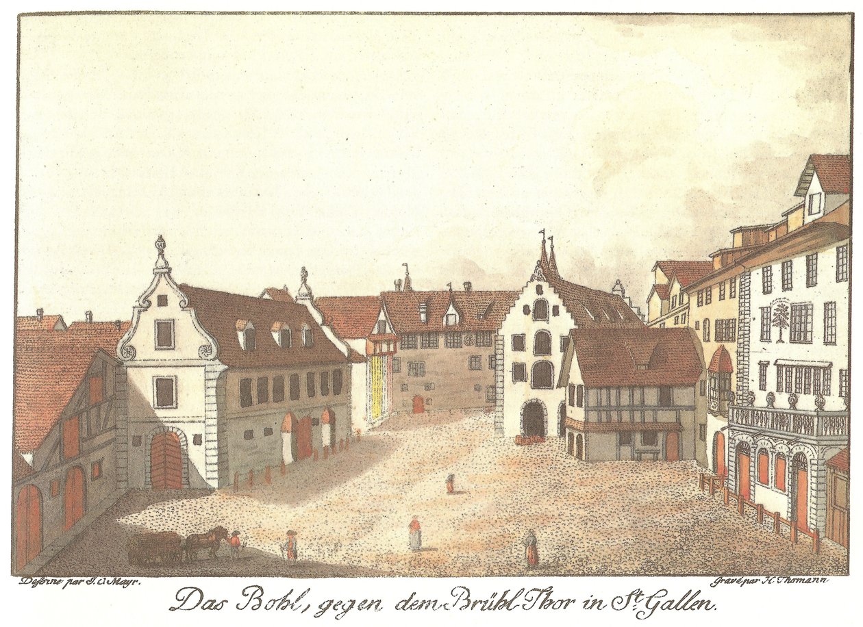 Das Bohl, gegen dem Brühl-Thor in St. Gallen av Johann Conrad Mayr