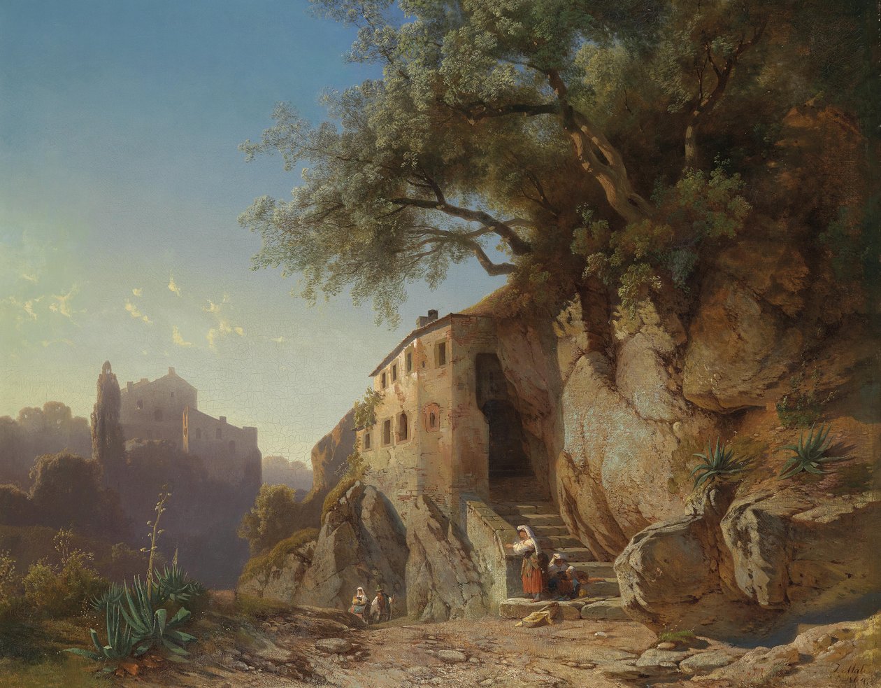Motiv aus der römischen Campagna mit Hirten av Johann Cornelis Mali