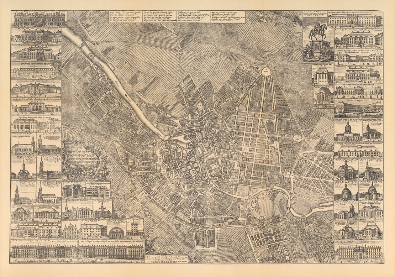 Karta över Berlin som visar intressanta byggnader, 1773 av Johann David Schleuen