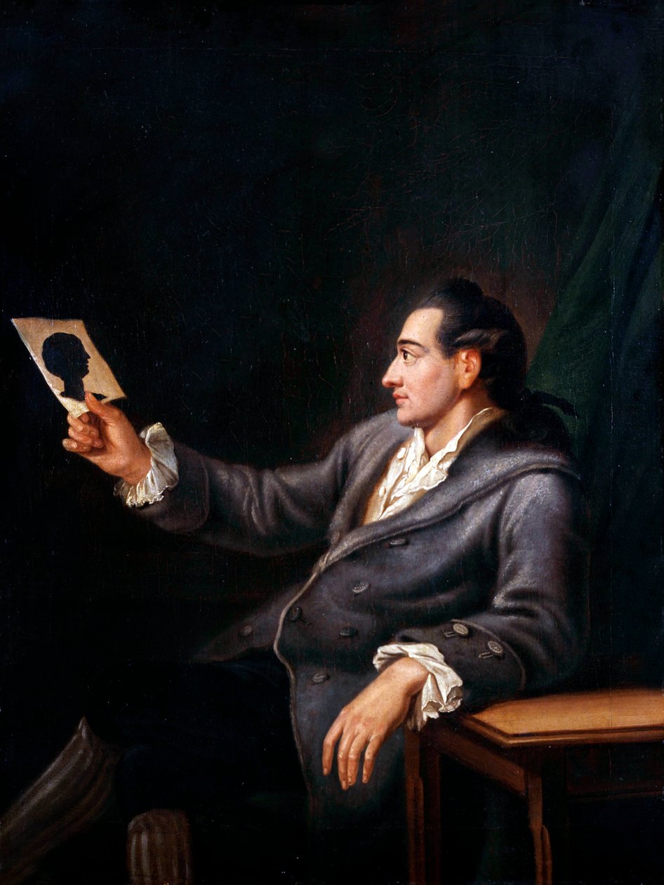 Johann Wolfgang Von Goethe ser ut som en silhuett, kopia av en målning av G. M. Kraus, ca 1778 av Johann Ehrenfried Schumann