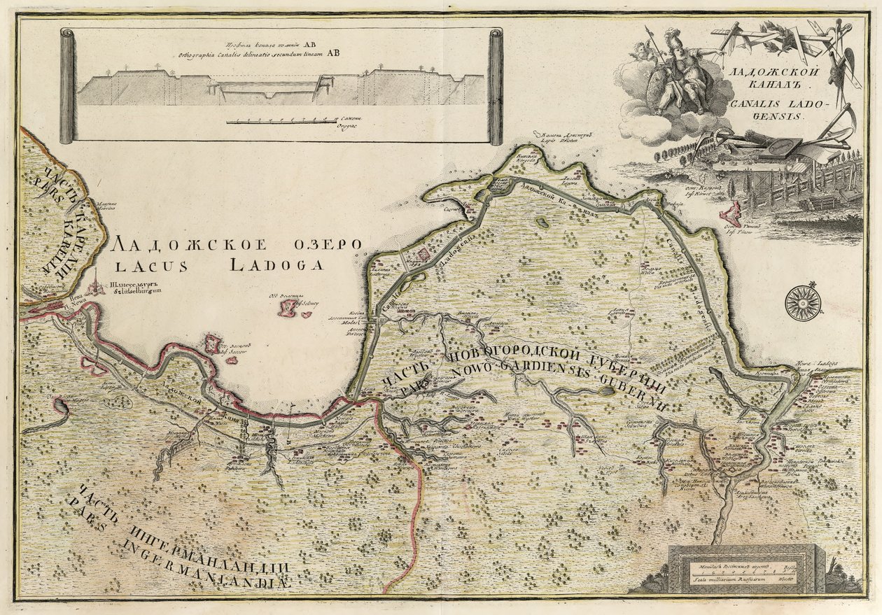 The Map of the Ladoga Canal (1741-42) av Johann Elias Grimmel