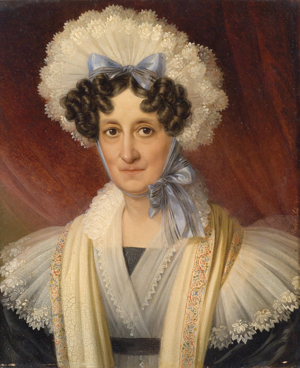 Portrait einer Dame mit Spitzenhaube av Johann Ender
