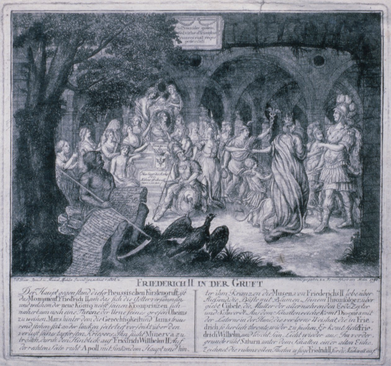 Fredrik II i kryptan, 1786 av Johann Friedrich Beer
