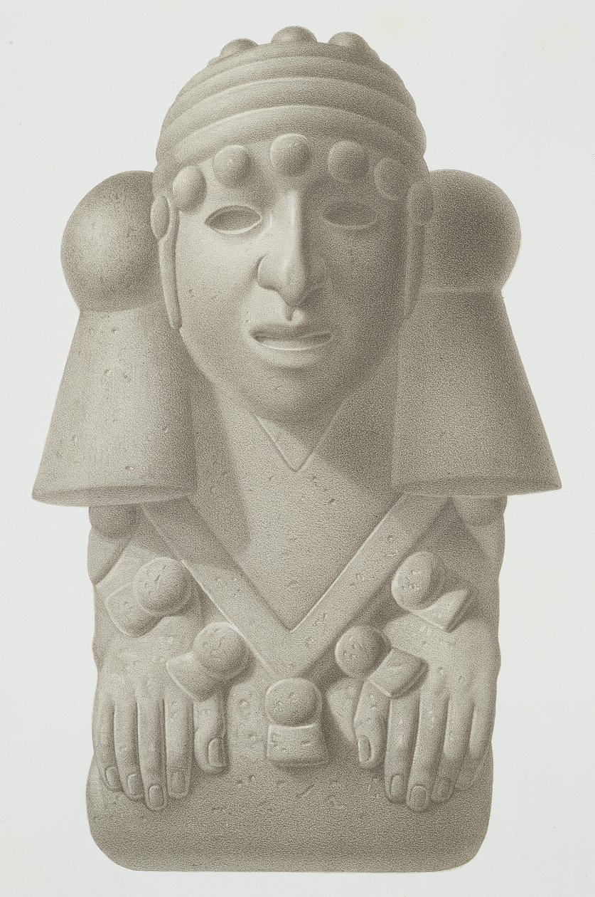 Regnguden Cocijo, platta 52 från "Ancient Monuments of Mexico", graverad av Lasnier, 1866. av Johann Friedrich Maximilian von Waldeck