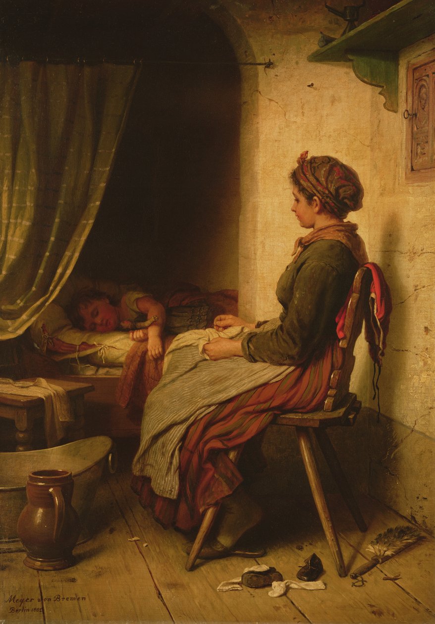 Det sovande barnet, 1800-talet av Johann Georg Meyer von Bremen