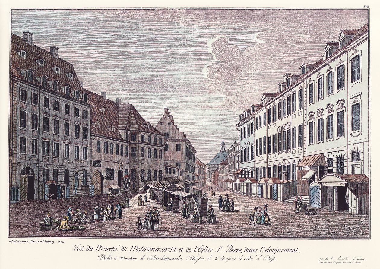 Utsikt över vassle marknaden i Alt-Berlin / Land av Johann Georg Rosenberg