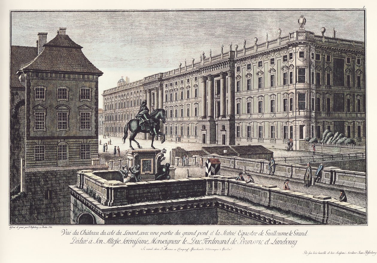 Utsikt över slottet med den långa bron, Alt-Berlin av Johann Georg Rosenberg