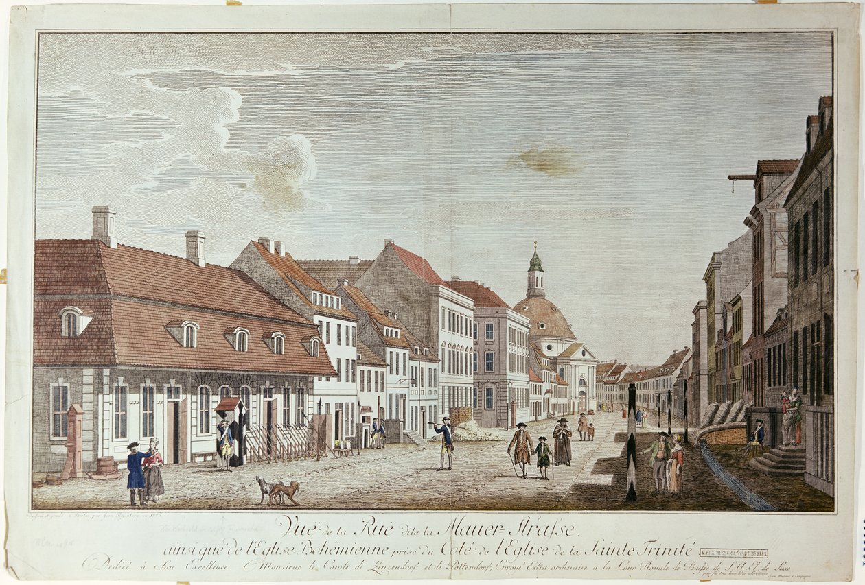 Utsikt över Mauer Strasse, Berlin, 1776 av Johann Georg Rosenberg