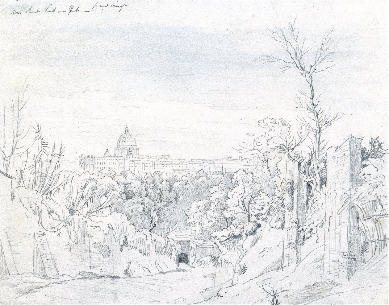 Utsikt över Peterskyrkan i Rom av Johann Georg von Dillis