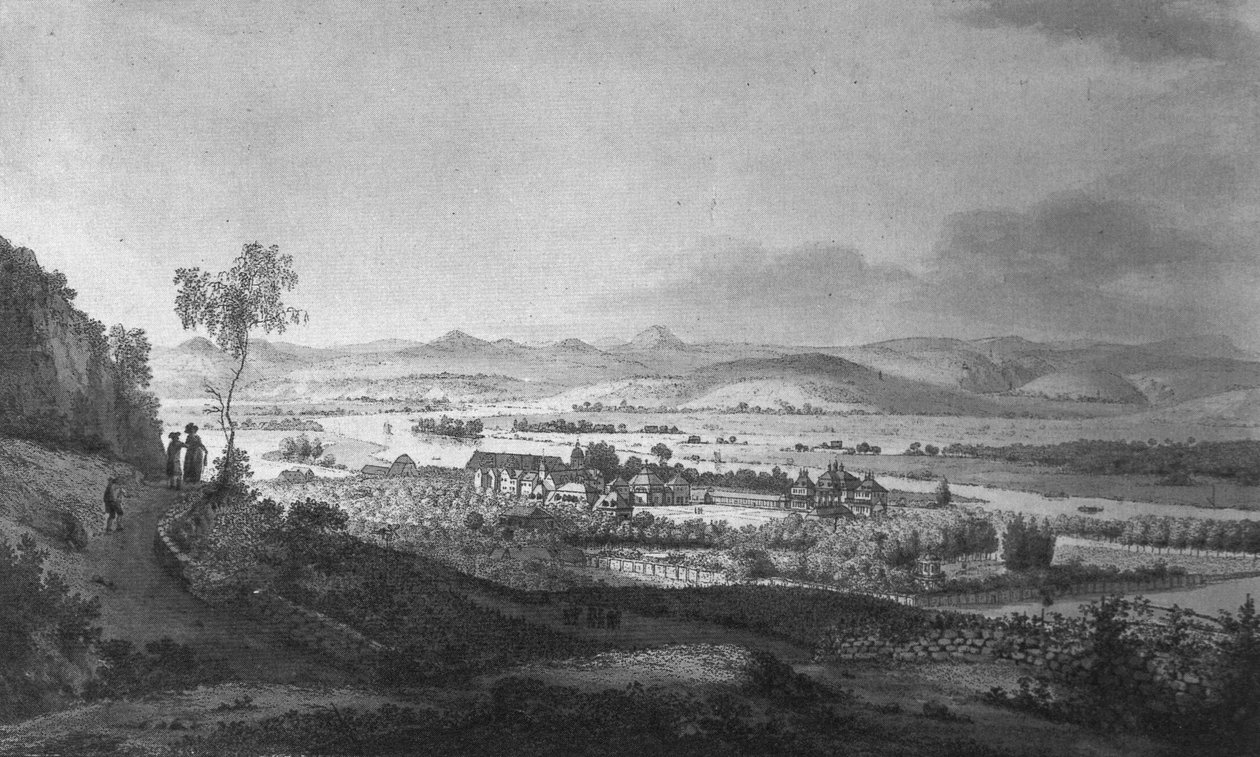 Utsikt över Pillnitz slott och trädgård av Johann Gottfried Jentzsch
