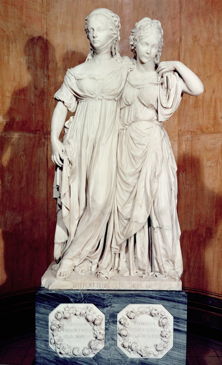 Dubbelstaty av prinsessorna Louise (1776-1810) och Frederica (1778-1841) av Preussen, 1795 (marmor) av Johann Gottfried Schadow