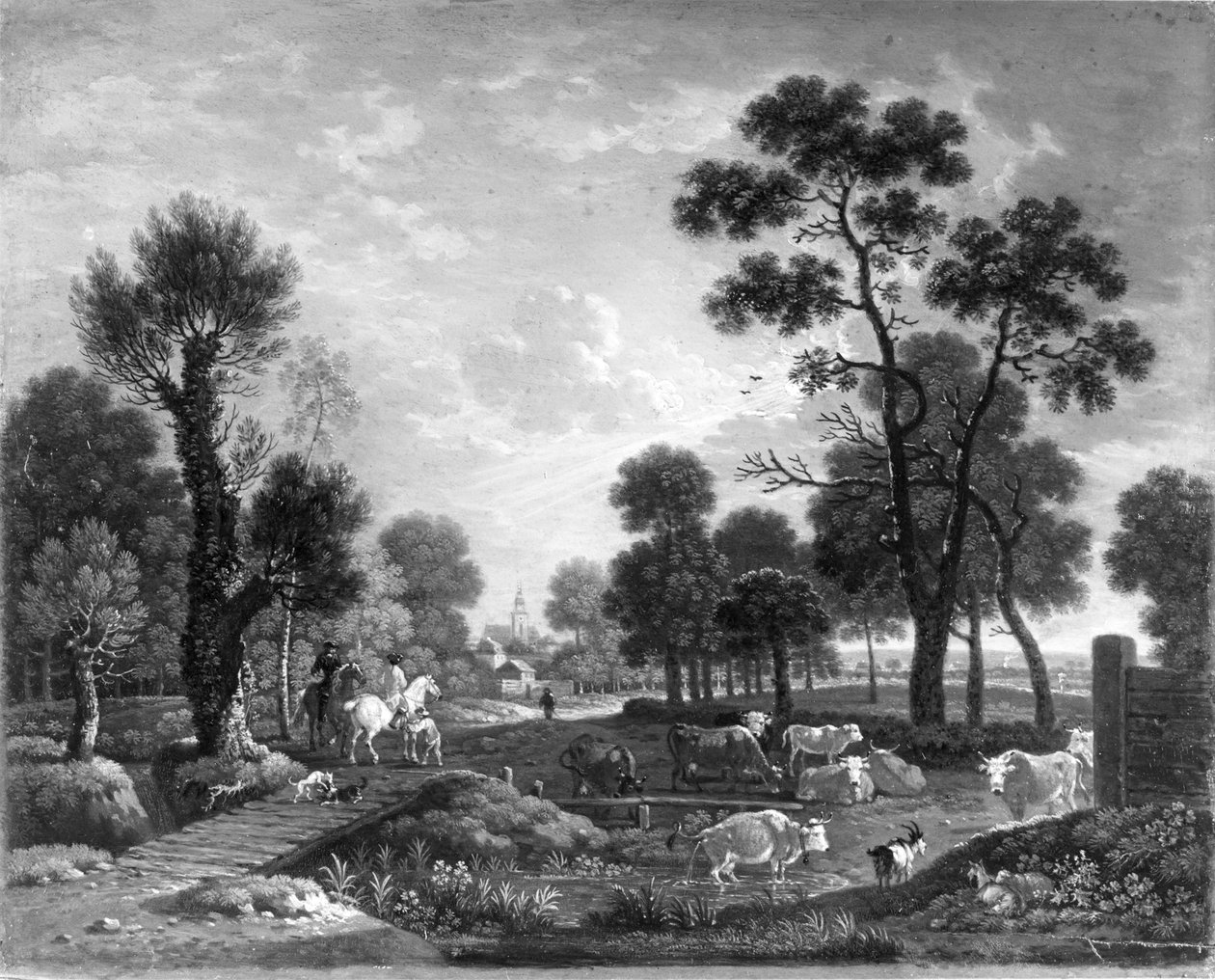 Landscape with Horsemen and Cattle av Johann Heinrich Roos