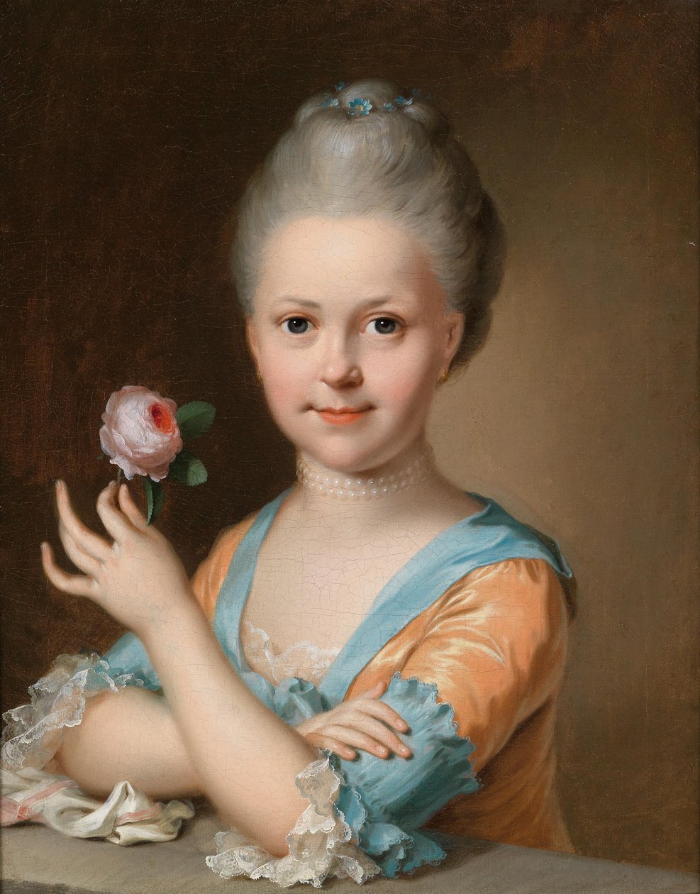 Porträtt av en ung flicka med en ros av Johann Heinrich Tischbein