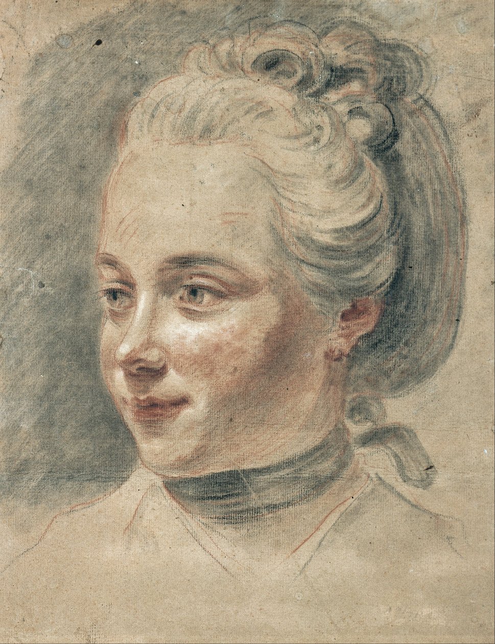 Tre fjärdedelsvy av huvudet på en flicka, som vänder sig till vänster av Johann Heinrich Wilhelm Tischbein