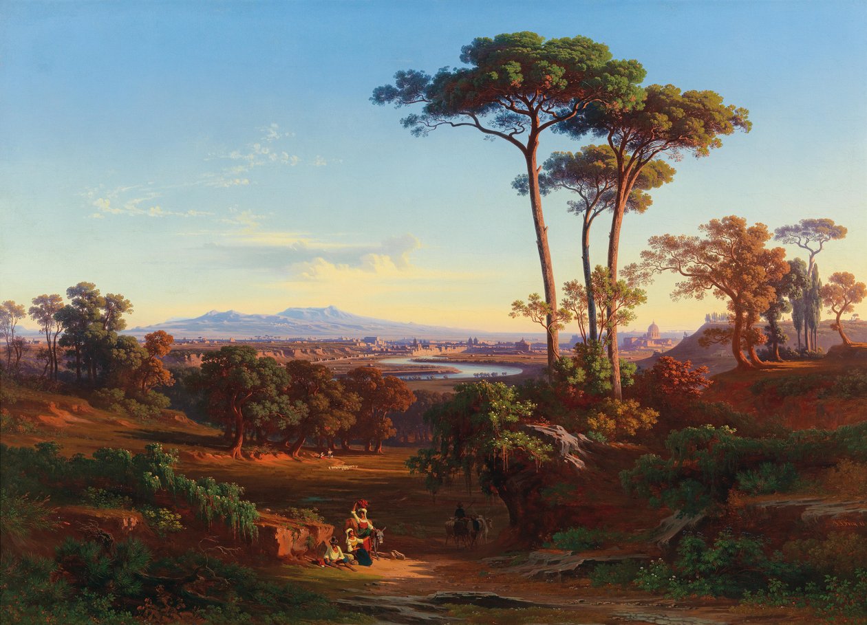 Ansicht von Rom vom Monte Mario aus av Johann Jakob Frey
