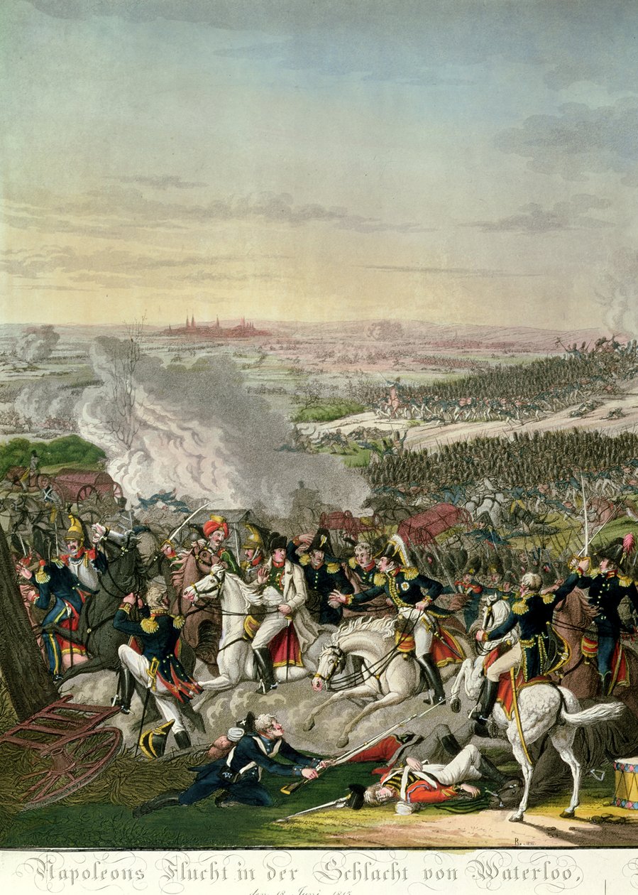 Flight of Napoleon I (1769-1821) Slaget vid Waterloo, 18 juni 1815, 1816 av Johann Moritz Rugendas
