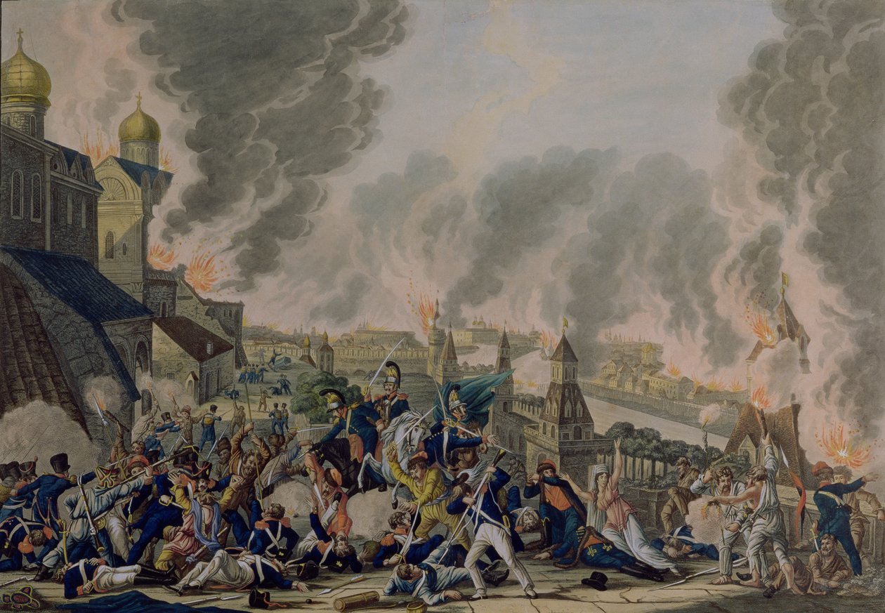 Brännandet av Moskva, 15 september 1812, 1813 av Johann Moritz Rugendas
