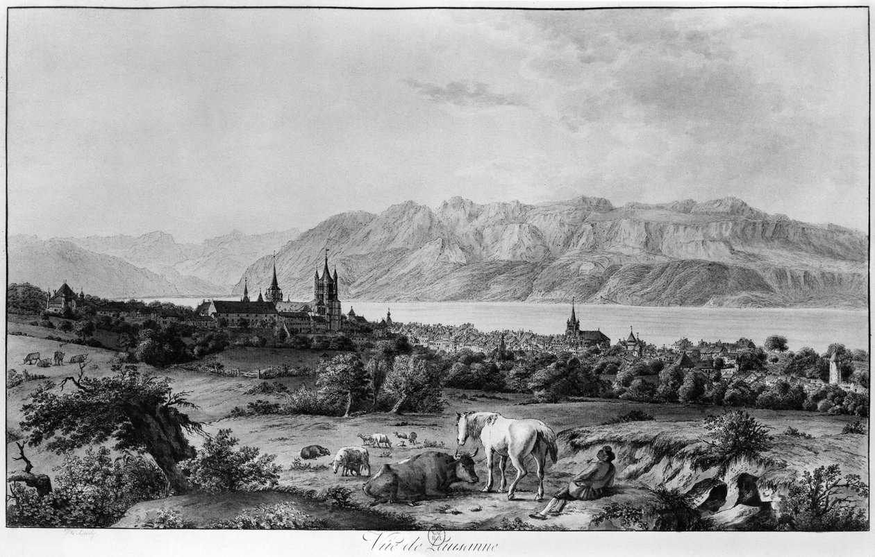 Utsikt över Lausanne av Johann Ludwig Aberli