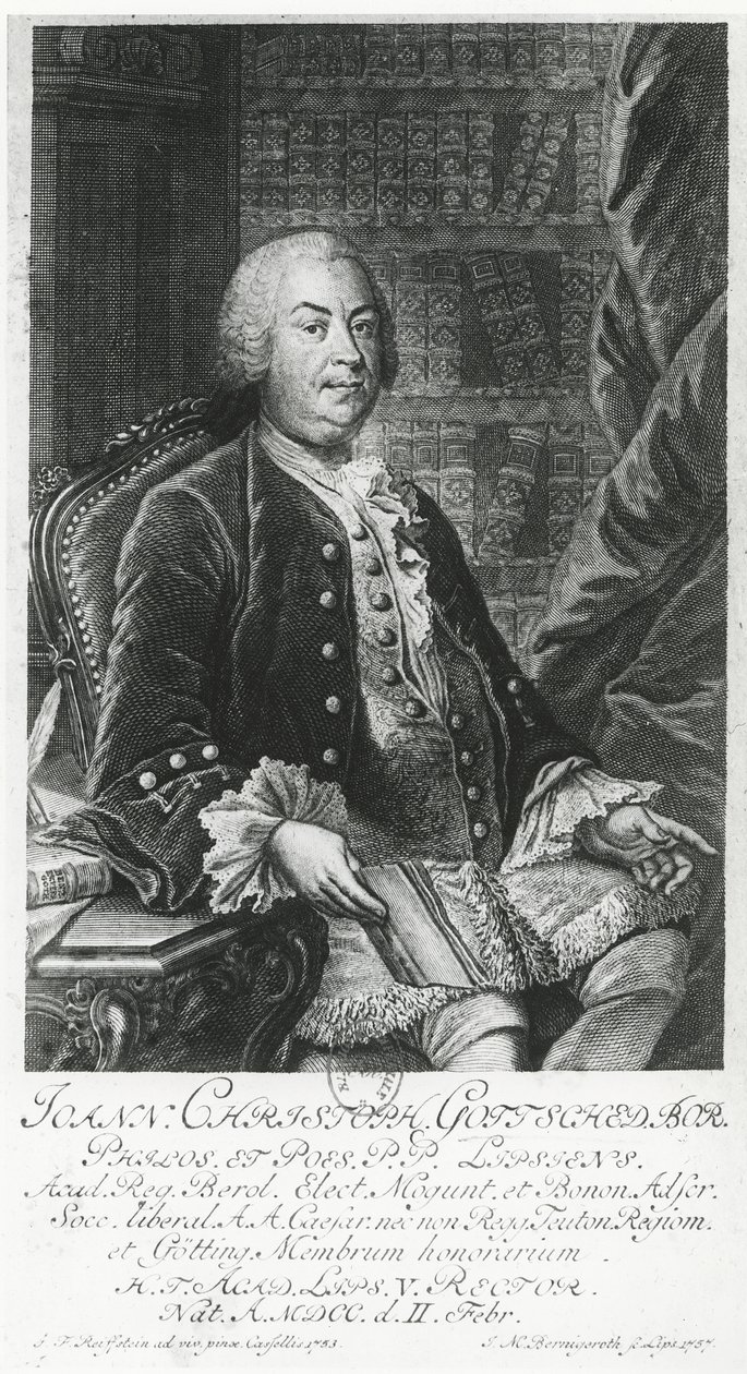 Porträtt av Johann Christoph Gottsched av Johann Martin Berningeroth