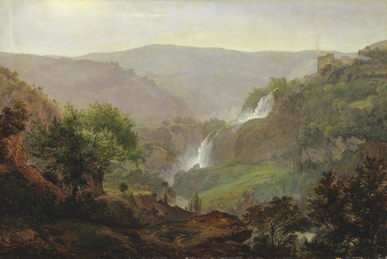Afu latalata i Tivoli, c.1808 (suauu i luga o pepa i luga o le tapoleni)sua av Johann Martin von Rohden